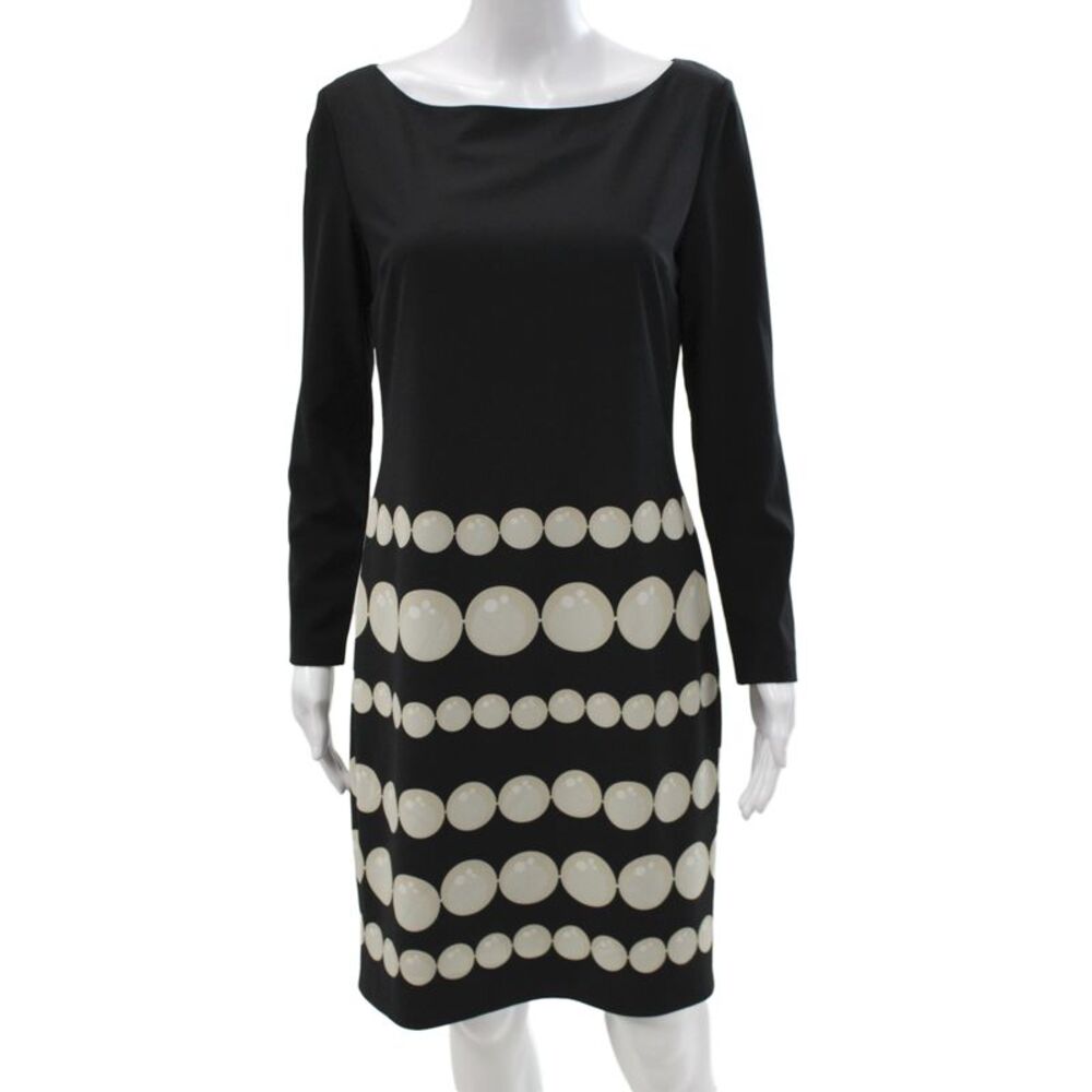 Boutique Moschino Women Sheath Black Long Sleeve Knee Length Dress Size 10